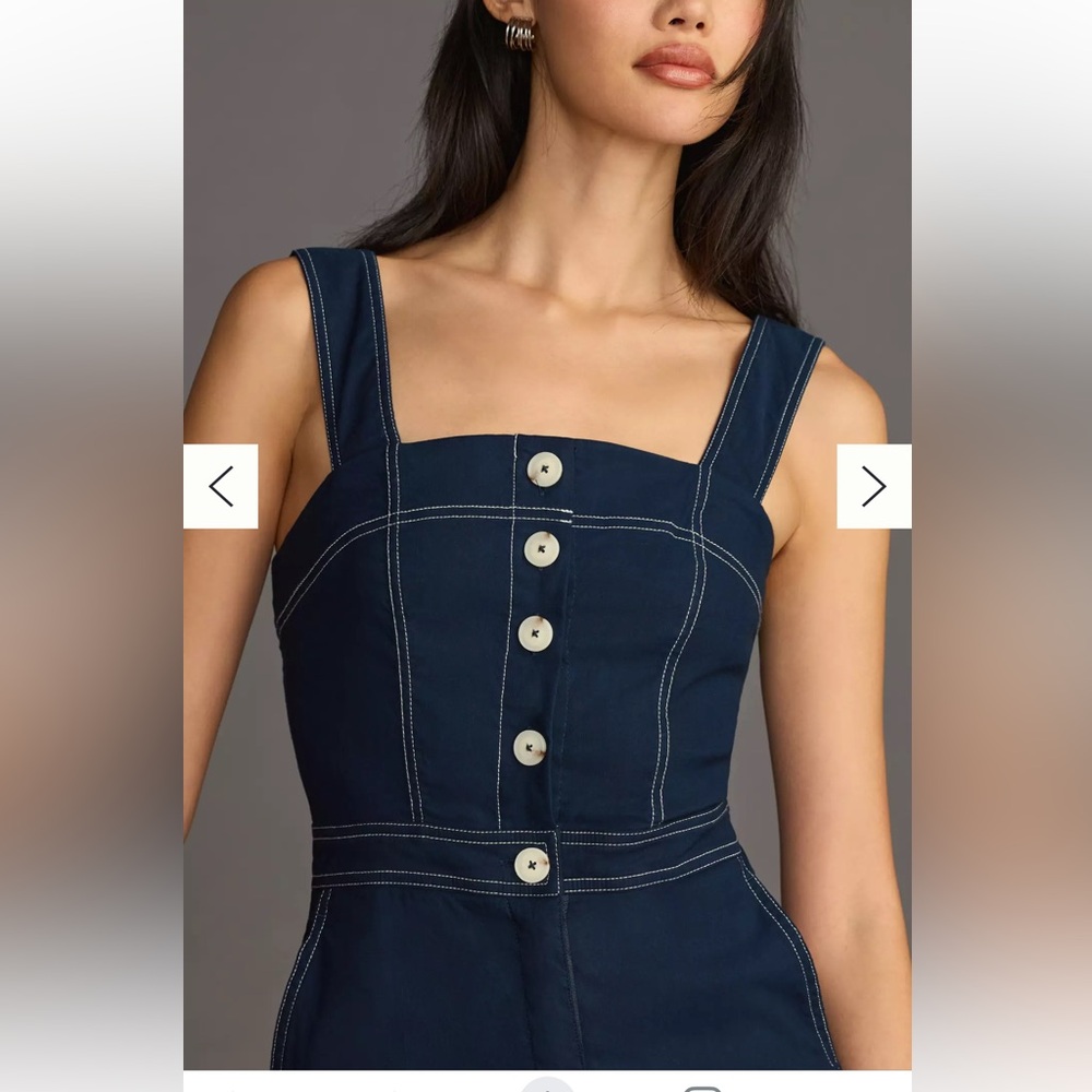 Maeve Anthropologie Women's Portside Sleeveless Button-Front Romper